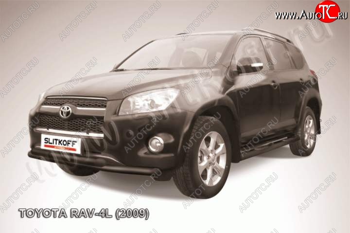 7 999 р. Защита переднего бампер Slitkoff Toyota RAV4 XA30 5 дв. удлиненный 1-ый рестайлинг (2009-2010) (Цвет: серебристый)  с доставкой в г. Санкт‑Петербург