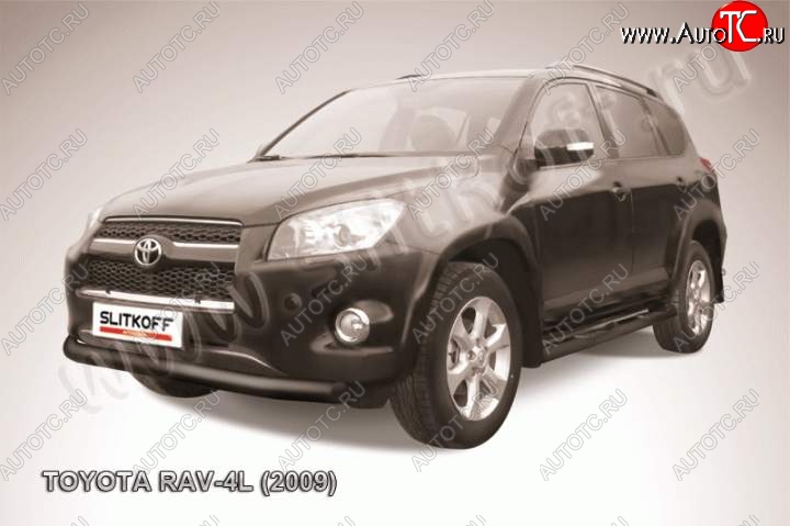 7 349 р. Защита переднего бампера из трубы d76 Slitkoff  Toyota RAV4  XA30 (2009-2010) 5 дв. удлиненный 1-ый рестайлинг (Цвет: серебристый)  с доставкой в г. Санкт‑Петербург