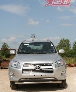 11 114 р. Защита переднего бампера одинарная длинная база Souz-96 (d60) Toyota RAV4 XA30 5 дв. удлиненный 1-ый рестайлинг (2009-2010)  с доставкой в г. Санкт‑Петербург. Увеличить фотографию 1