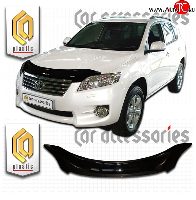 2 079 р. Дефлектор капота CA-Plastic  Toyota RAV4  XA30 (2010-2013) 5 дв. 2-ой рестайлинг, 5 дв. удлиненный 2-ой рестайлинг (Classic черный, Без надписи)  с доставкой в г. Санкт‑Петербург