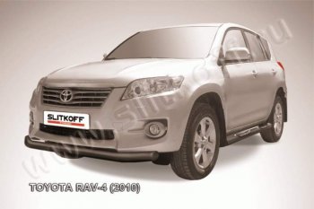 7 349 р. Защита переднего бампер Slitkoff  Toyota RAV4  XA30 (2010-2013) 5 дв. 2-ой рестайлинг, 5 дв. удлиненный 2-ой рестайлинг (Цвет: серебристый)  с доставкой в г. Санкт‑Петербург. Увеличить фотографию 1