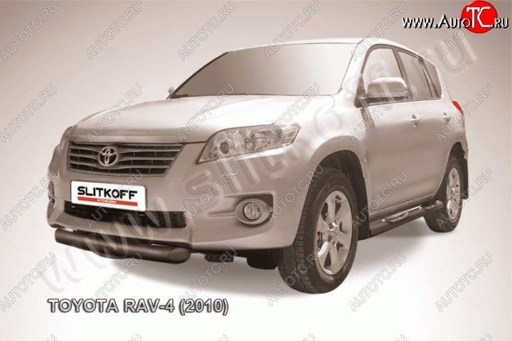 6 699 р. Защита переднего бампер Slitkoff  Toyota RAV4  XA30 (2010-2013) (Цвет: серебристый)  с доставкой в г. Санкт‑Петербург