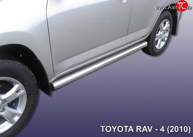 11 849 р. Защита порогов из круглой трубы диаметром 76 мм Slitkoff  Toyota RAV4  XA30 (2010-2013) 5 дв. 2-ой рестайлинг (Цвет: нержавеющая полированная сталь)  с доставкой в г. Санкт‑Петербург