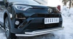 13 549 р. Защита переднего бампера (2 трубыØ42 мм, нержавейка) Russtal Toyota RAV4 XA40 5 дв. рестайлинг (2015-2019)  с доставкой в г. Санкт‑Петербург. Увеличить фотографию 2