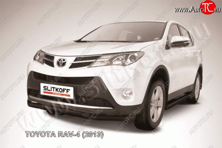 8 299 р. Защита переднего бампер Slitkoff  Toyota RAV4  XA40 (2012-2015) 5 дв. дорестайлинг (Цвет: серебристый)  с доставкой в г. Санкт‑Петербург