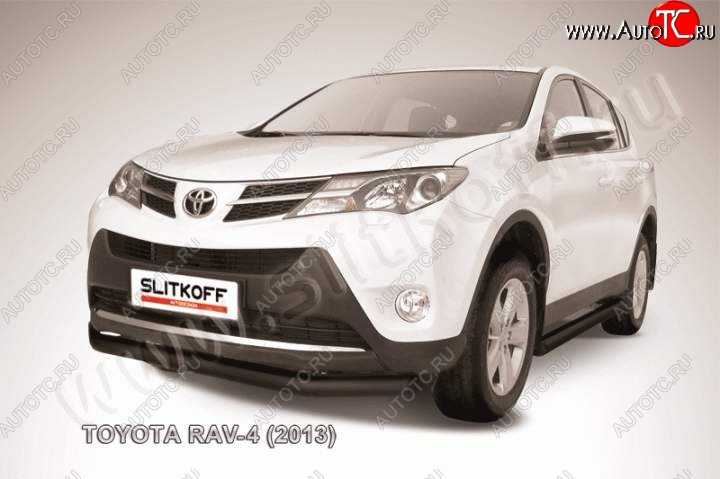 7 449 р. Защита переднего бампер Slitkoff Toyota RAV4 XA40 5 дв. дорестайлинг (2012-2015) (Цвет: серебристый)  с доставкой в г. Санкт‑Петербург