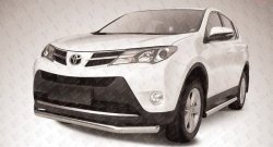 10 649 р. Одинарная защита переднего бампера диаметром 76 мм Slitkoff  Toyota RAV4  XA40 (2012-2015) (Цвет: нержавеющая полированная сталь)  с доставкой в г. Санкт‑Петербург. Увеличить фотографию 1