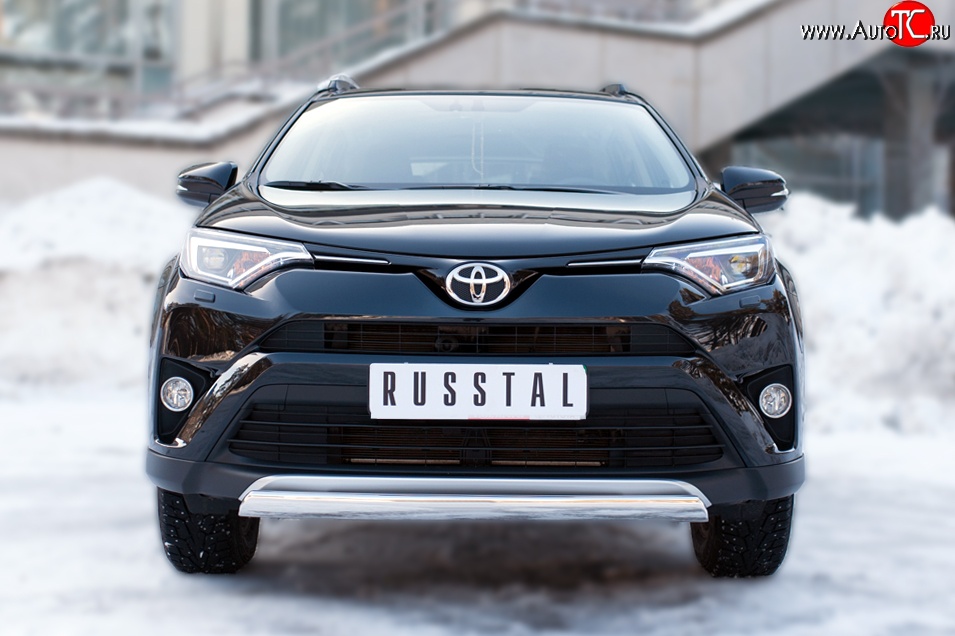 15 999 р. Защита переднего бампера (Ø75х42 мм, нержавейка) Russtal Toyota RAV4 XA40 5 дв. рестайлинг (2015-2019)  с доставкой в г. Санкт‑Петербург