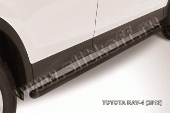 7 699 р. Защита порогов Slitkoff  Toyota RAV4  XA40 (2012-2015) 5 дв. дорестайлинг (Цвет: серебристый)  с доставкой в г. Санкт‑Петербург. Увеличить фотографию 1