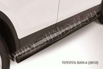 9 749 р. Защита порогов Slitkoff  Toyota RAV4  XA40 (2012-2015) 5 дв. дорестайлинг (Цвет: серебристый)  с доставкой в г. Санкт‑Петербург. Увеличить фотографию 1