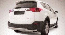 9 599 р. Двойная защита заднего бампера из труб диаметрами по 57 мм Slitkoff  Toyota RAV4  XA40 (2012-2015) 5 дв. дорестайлинг (Цвет: нержавеющая полированная сталь)  с доставкой в г. Санкт‑Петербург. Увеличить фотографию 1