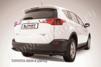 6 999 р. Защита задняя Slitkoff  Toyota RAV4  XA40 (2012-2015) 5 дв. дорестайлинг (Цвет: серебристый)  с доставкой в г. Санкт‑Петербург. Увеличить фотографию 1