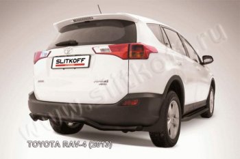 7 899 р. Защита задняя Slitkoff  Toyota RAV4  XA40 (2012-2015) 5 дв. дорестайлинг (Цвет: серебристый)  с доставкой в г. Санкт‑Петербург. Увеличить фотографию 1