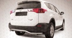 11 299 р. Защита заднего бампера из фигурной трубы диаметром 57 мм Slitkoff  Toyota RAV4  XA40 (2012-2015) 5 дв. дорестайлинг (Цвет: нержавеющая полированная сталь)  с доставкой в г. Санкт‑Петербург. Увеличить фотографию 1