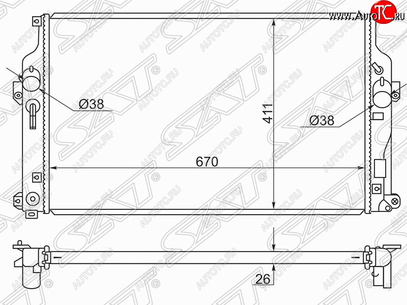 8 299 р. Радиатор двигателя SAT Toyota RAV4 XA40 5 дв. дорестайлинг (2012-2015)  с доставкой в г. Санкт‑Петербург