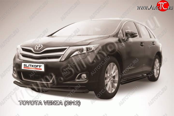 7 949 р. Защита переднего бампер Slitkoff  Toyota Venza  GV10 (2012-2016) (Цвет: серебристый)  с доставкой в г. Санкт‑Петербург