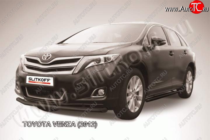 7 949 р. Защита переднего бампер Slitkoff Toyota Venza GV10 рестайлинг (2012-2016) (Цвет: серебристый)  с доставкой в г. Санкт‑Петербург