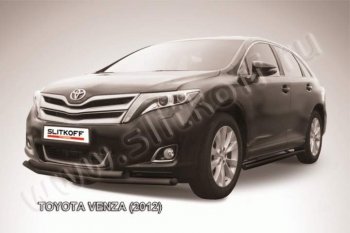 9 599 р. Защита переднего бампер Slitkoff  Toyota Venza  GV10 (2012-2016) (Цвет: серебристый)  с доставкой в г. Санкт‑Петербург. Увеличить фотографию 1