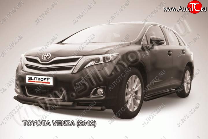 9 599 р. Защита переднего бампер Slitkoff  Toyota Venza  GV10 (2012-2016) (Цвет: серебристый)  с доставкой в г. Санкт‑Петербург