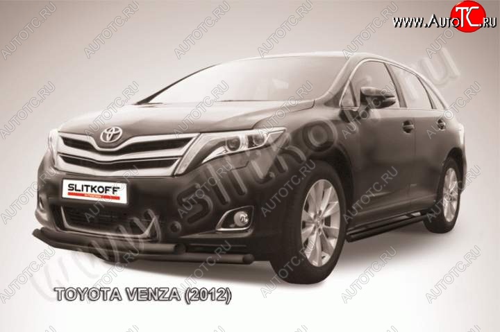 9 599 р. Защита переднего бампер Slitkoff Toyota Venza GV10 рестайлинг (2012-2016) (Цвет: серебристый)  с доставкой в г. Санкт‑Петербург