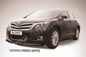 8 799 р. Защита переднего бампер Slitkoff Toyota Venza GV10 рестайлинг (2012-2016) (Цвет: серебристый)  с доставкой в г. Санкт‑Петербург. Увеличить фотографию 1