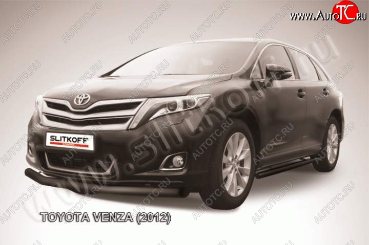 8 799 р. Защита переднего бампер Slitkoff  Toyota Venza  GV10 (2012-2016) рестайлинг (Цвет: серебристый)  с доставкой в г. Санкт‑Петербург