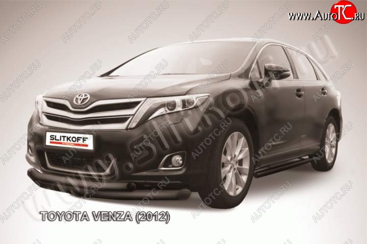 10 699 р. Защита переднего бампер Slitkoff Toyota Venza GV10 рестайлинг (2012-2016) (Цвет: серебристый)  с доставкой в г. Санкт‑Петербург