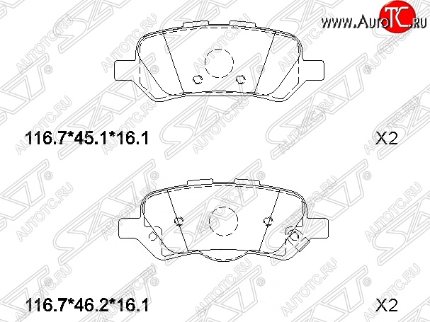 1 089 р. Колодки тормозные SAT (задние) Toyota Venza GV10 дорестайлинг (2008-2012)  с доставкой в г. Санкт‑Петербург