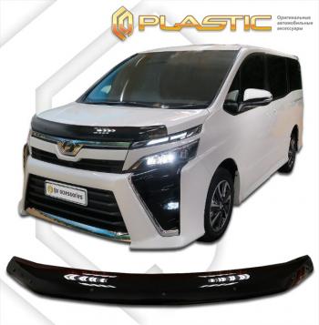 1 899 р. Дефлектор капота CA-Plastic Toyota Voxy минивэн R80 дорестайлинг (2014-2017) (черный, без надписи)  с доставкой в г. Санкт‑Петербург. Увеличить фотографию 1