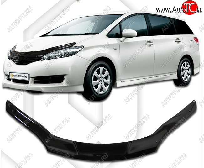 1 999 р. Дефлектор капота CA-Plastic Toyota Wish XE20 дорестайлинг (2009-2012) (Classic черный, Без надписи)  с доставкой в г. Санкт‑Петербург