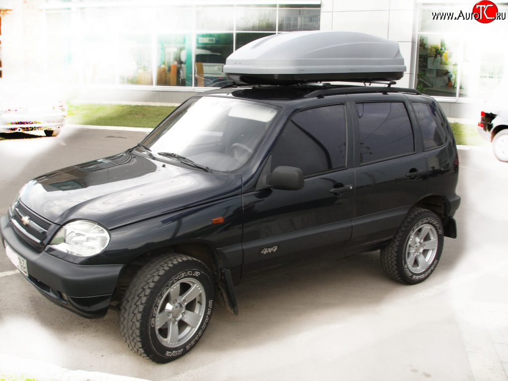 3 299 р. Рейлинги Лидер-премиум на автомобиль Chevrolet Niva 2123 дорестайлинг (2002-2008) (Цвет: чёрный)  с доставкой в г. Санкт‑Петербург