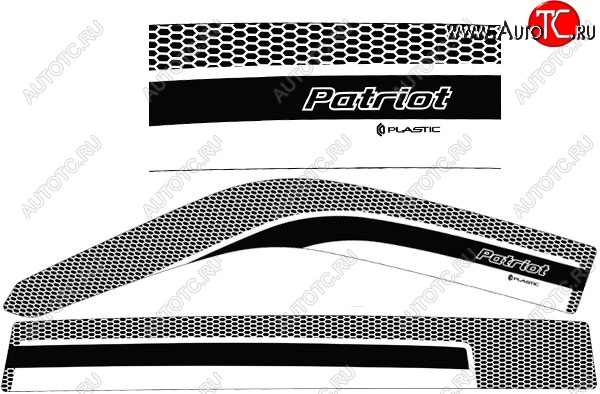 2 159 р. Дефлектора окон CA-Plastic  Уаз Патриот ( 3163 5-дв.,  3163 5 дв.) (2014-2024) 1-ый рестайлинг, 2-ой рестайлинг (Серия Art белая, Без хром.молдинга)  с доставкой в г. Санкт‑Петербург