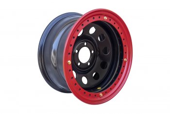 10 599 р. Штампованый диск OFF-ROAD Wheels (усиленный, с бедлоком) 8.0x16   (Цвет: черный-красный)  с доставкой в г. Санкт‑Петербург. Увеличить фотографию 1