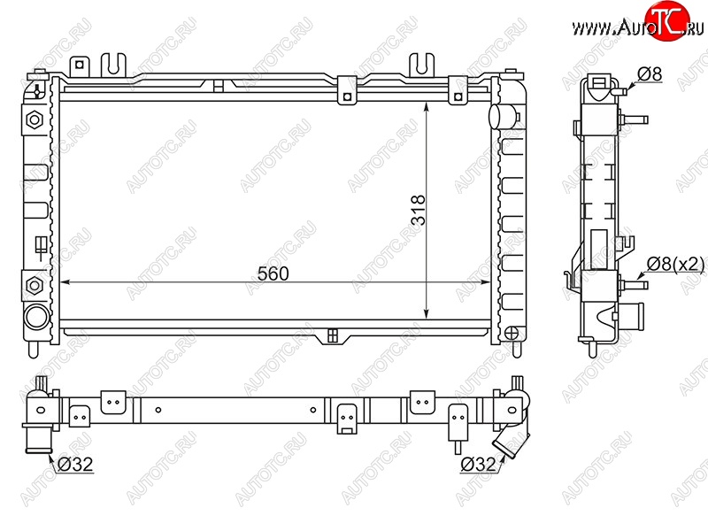 4 299 р. Радиатор двигателя (трубчатый, МКПП/АКПП) SAT Datsun mi-DO хэтчбэк (2014-2021)  с доставкой в г. Санкт‑Петербург