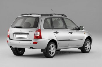 5 299 р. Рейлинги Petroil Tuning Усиленные  Лада Калина  1117 (2004-2013) универсал (Черный муар, крыша с ребром жесткости)  с доставкой в г. Санкт‑Петербург. Увеличить фотографию 3