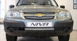 2 279 р. Защитная сетка на бампер Russtal (хром, 3 части) Chevrolet Niva 2123 дорестайлинг (2002-2008)  с доставкой в г. Санкт‑Петербург. Увеличить фотографию 1