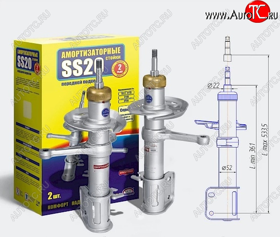 11 399 р. Амортизаторы передние SS20  Лада Приора ( 2172,  21728,  2170,  2171) (2008-2018) хэтчбек дорестайлинг, купе дорестайлинг, купе рестайлинг, седан рестайлинг, универсал рестайлинг, хэтчбек рестайлин (Шоссе - жесткая подвеска для езды на большой скорости)  с доставкой в г. Санкт‑Петербург