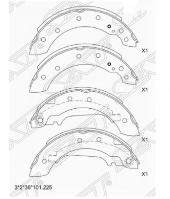 1 459 р. Комплект задних тормозных колодок SAT  Renault Logan  1 (2004-2010), Лада Ларгус (2012-2021)  с доставкой в г. Санкт‑Петербург. Увеличить фотографию 1