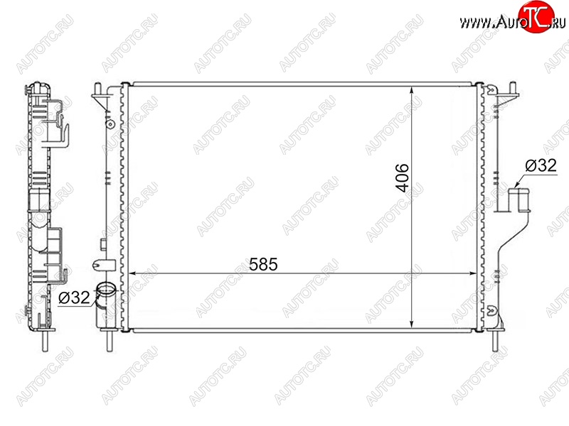 2 899 р. Радиатор двигателя (1.4/1.6/2.0) SAT  Nissan Almera  G15 (2012-2019), Renault Duster  HS (2010-2015), Renault Logan  1 (2004-2016), Renault Sandero  (BS) (2009-2014), Renault Sandero Stepway  (BS) (2010-2014), Лада Ларгус (2012-2025)  с доставкой в г. Санкт‑Петербург