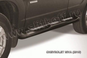 10 749 р. Защита порогов Slitkoff Chevrolet Niva 2123 рестайлинг (2009-2020) (Цвет: серебристый)  с доставкой в г. Санкт‑Петербург. Увеличить фотографию 1