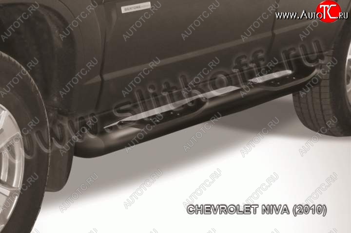 10 749 р. Защита порогов Slitkoff Chevrolet Niva 2123 рестайлинг (2009-2020) (Цвет: серебристый)  с доставкой в г. Санкт‑Петербург