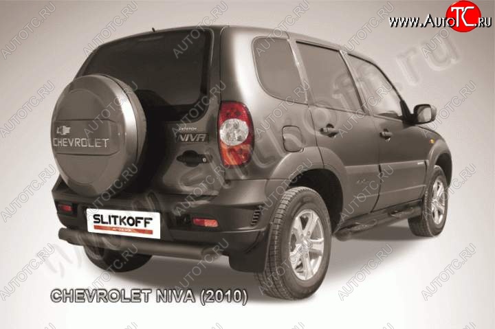 5 499 р. Защита задняя Slitkoff Slitkoff (d76, черная)  Chevrolet Niva  2123 (2009-2020), Лада 2123 (Нива Шевроле) (2009-2021) (Цвет: серебристый)  с доставкой в г. Санкт‑Петербург