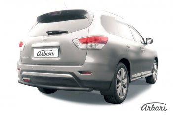 Защита заднего бампера Arbori (черная, 1 труба d57 mm). Nissan Pathfinder R52 дорестайлинг (2012-2017)