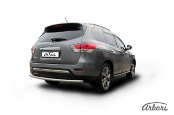 12 869 р. Защита заднего бампера Arbori (нержавейка, 1 труба d57 mm).  Nissan Pathfinder  R52 (2012-2017) дорестайлинг  с доставкой в г. Санкт‑Петербург. Увеличить фотографию 2