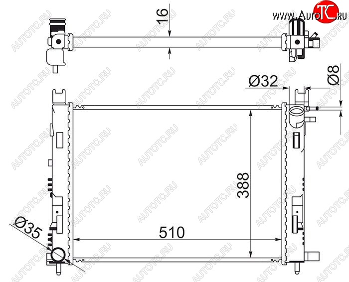 5 899 р. Радиатор двигателя SAT  Renault Duster (HS), Kaptur, Logan (2), Sandero ((B8)), Sandero Stepway ((B8)), Лада XRAY, XRAY Cross, Веста (2180), Веста Кросс (2181,  2180)  с доставкой в г. Санкт‑Петербург