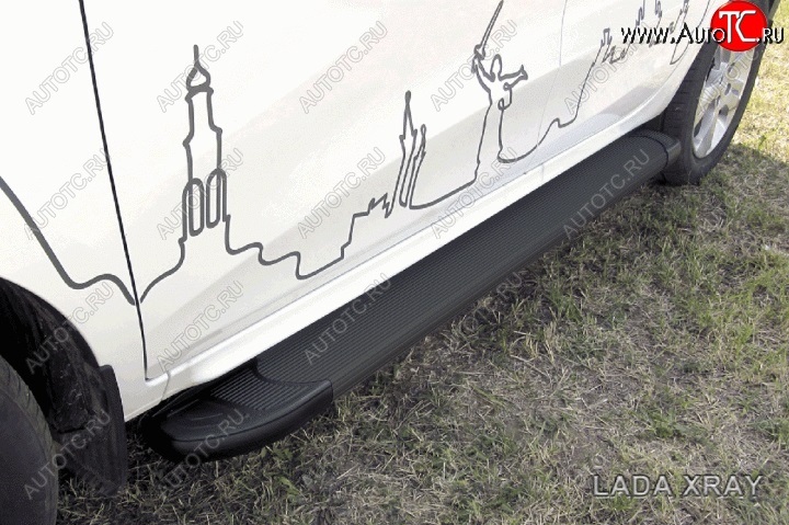 14 999 р. Алюминиевые пороги для ног Slitkoff (Optima)  Лада XRAY (2016-2022) (Чёрные)  с доставкой в г. Санкт‑Петербург