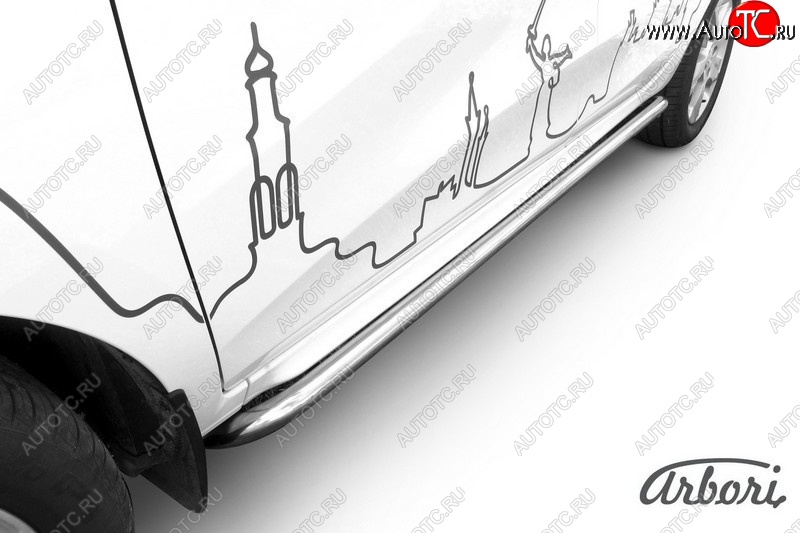 12 799 р. Защита штатных порогов Arbori (с гибами, нержавейка, d42 mm).  Лада XRAY (2016-2022)  с доставкой в г. Санкт‑Петербург