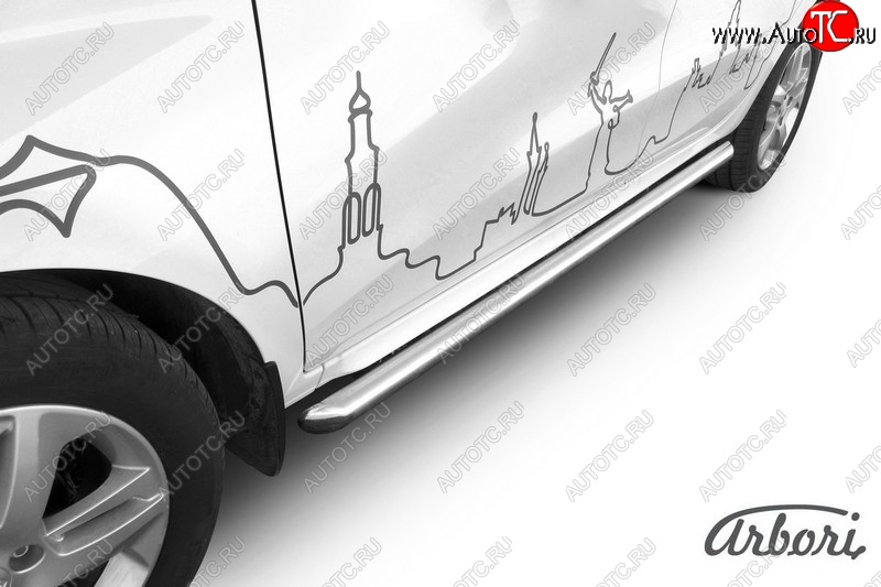 12 899 р. Защита штатных порогов Arbori (нержавейка, d57 mm).  Лада XRAY (2016-2022)  с доставкой в г. Санкт‑Петербург