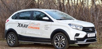 11 499 р. Защита переднего бампера одинарная из трубы d51 мм Cross Petroil Tuning Лада XRAY (2016-2022) (Нержавеющая полированная сталь)  с доставкой в г. Санкт‑Петербург. Увеличить фотографию 2