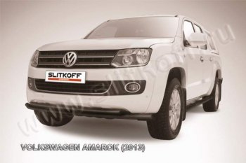 12 599 р. Защита переднего бампер Slitkoff  Volkswagen Amarok (2009-2016) (Цвет: серебристый)  с доставкой в г. Санкт‑Петербург. Увеличить фотографию 1